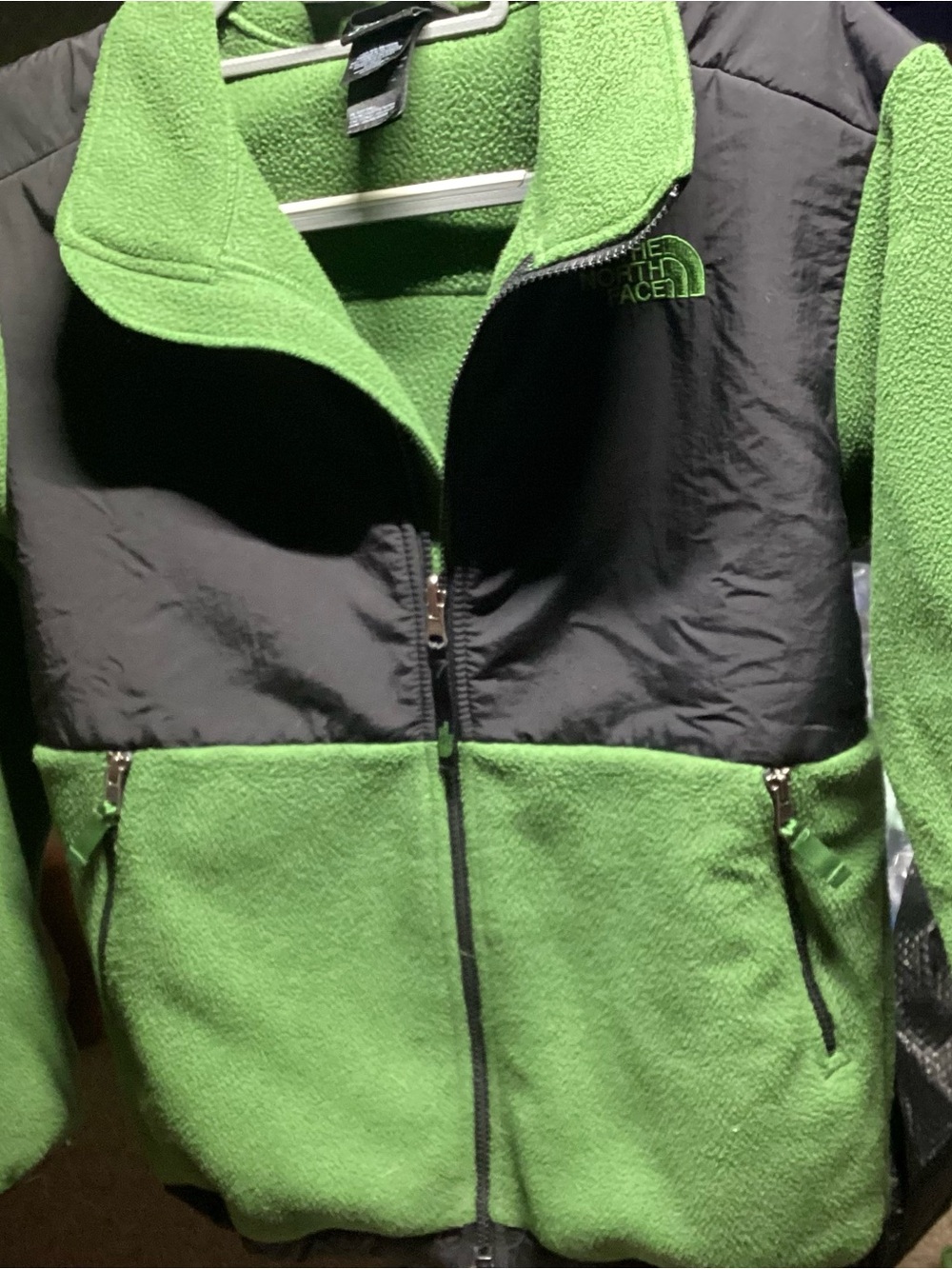 The North Face Lime Green and Black Fleece Jacket